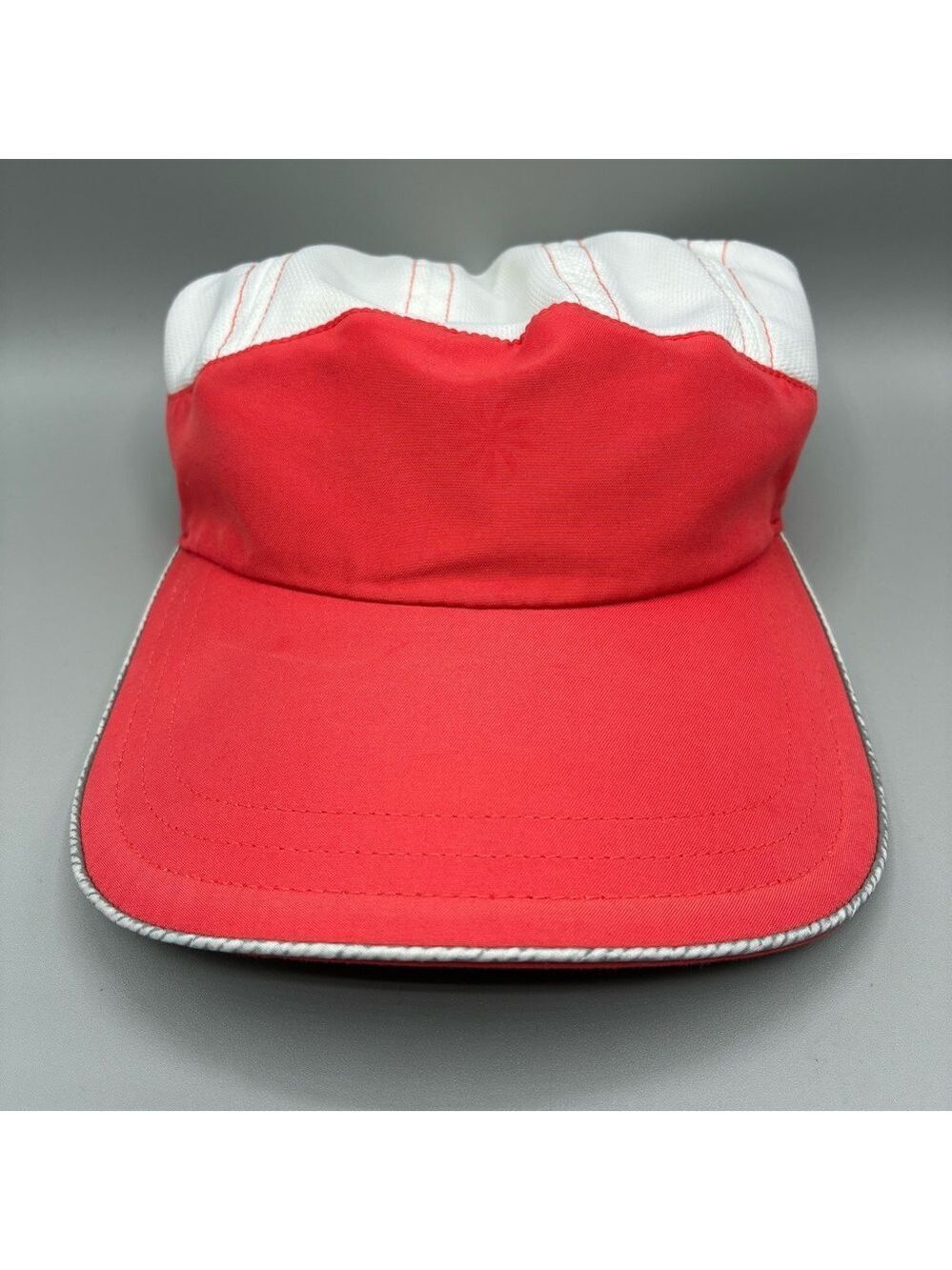 Athleta Headsweat Mesh Hat Womenβs O/S Pinkish Red White Athletic Cap